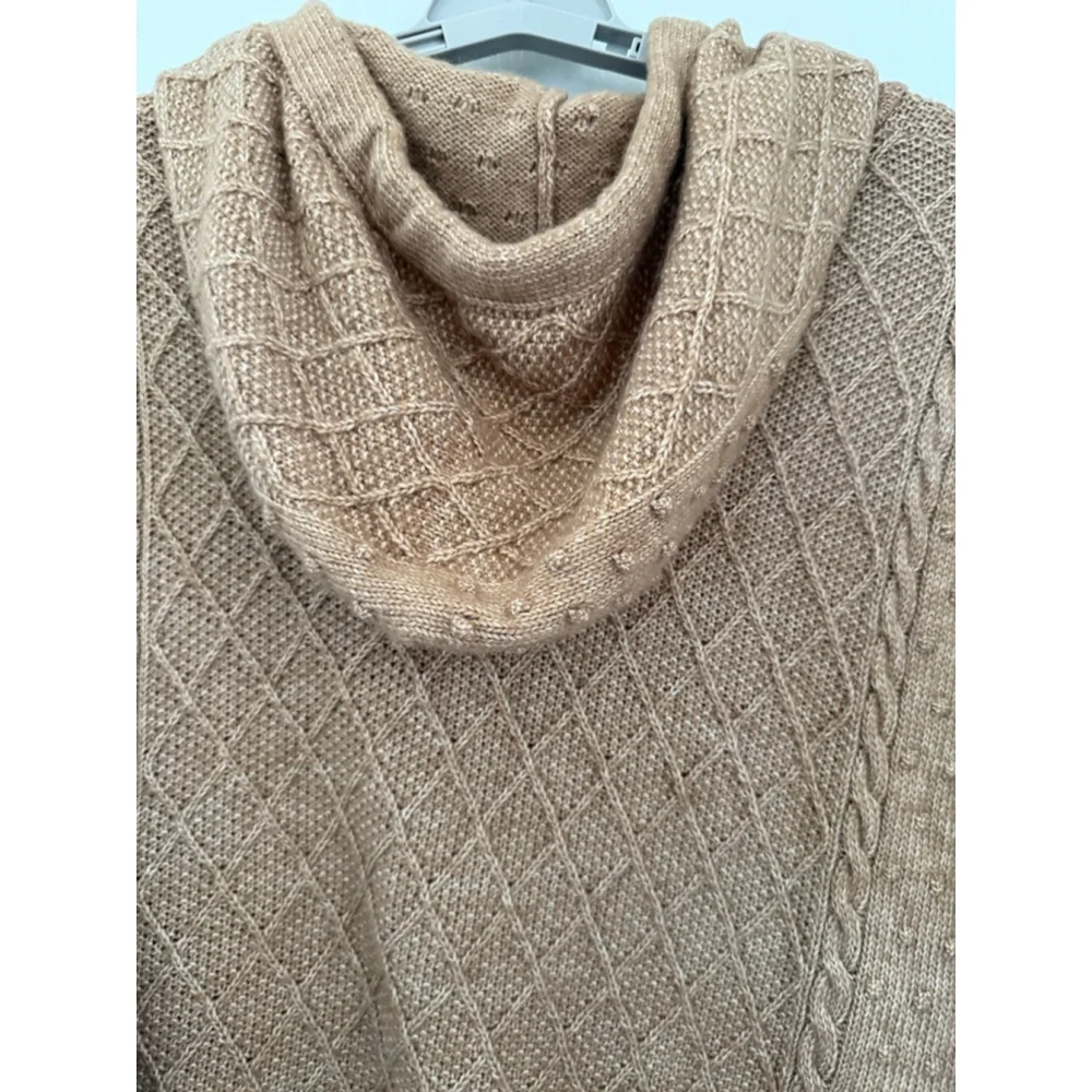 Women's Ann Taylor Brown Cable Knit Hoodie Sweater XXL